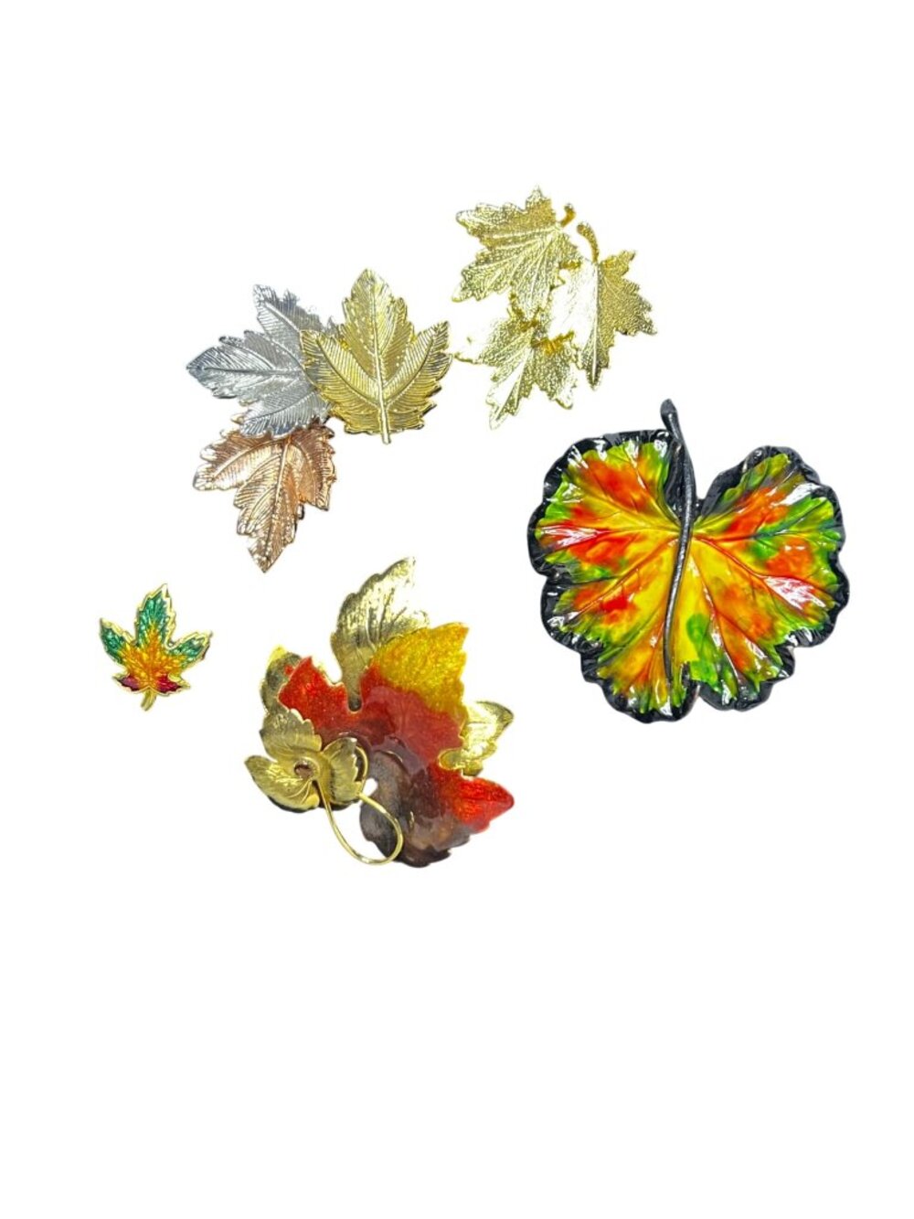 Lot Of 5 Miscellaneous Fall Leaf Brooches (6547)